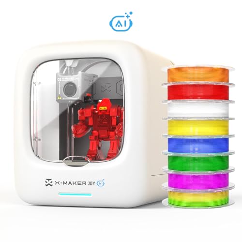 KI-gestützter 3D-Drucker für Kinder, 3D-Drucker mit 8 PLA-Filament-Set, KI Design-App, umfangreiche Sammlung an 3D-Spielzeugvorlagen,mit 16+ Mini-3D-Designmodulen, App-Steuerung