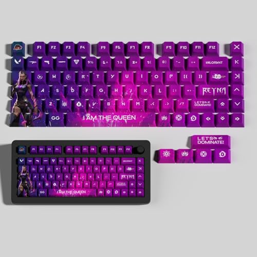 Valorant Reyna Set mit 82 Keycaps PBT, hohe Dichte, Cherry Profile Dye Sublimation, Layout, ideal für Content-Ersteller und Sportbegeisterte