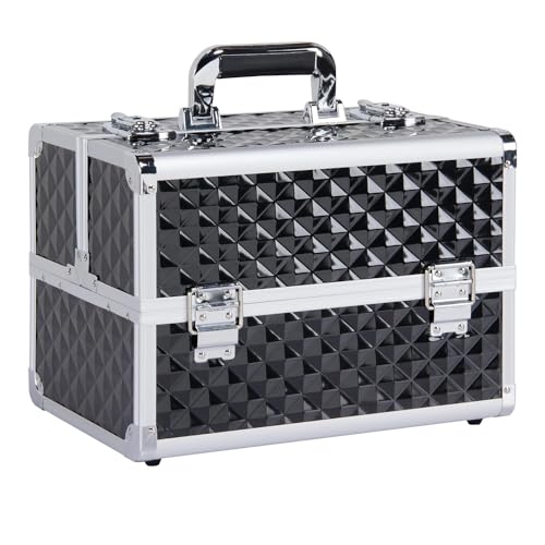 Yaheetech Kosmetikkoffer Alu 35x22x25 cm Schminkkoffer mit Schloss Silber