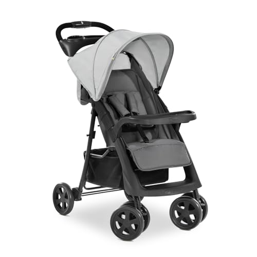 hauck Shopper Neo II, Grey - Kinderbuggy mit Liegeposition ab Geburt bis 22 kg, 2x Tablett mit Getränkehalter, Einhändig Klein Zusammenklappbar, Tasche im Verdeck, XL Korb