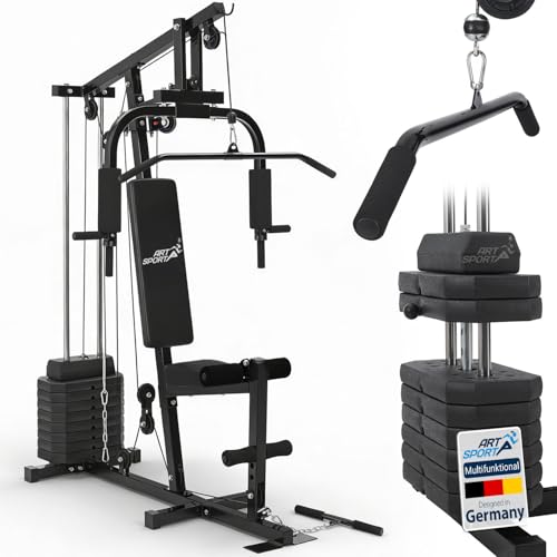 ArtSport Kraftstation ProfiGym 2000 mit Latzug- & Butterflystange, Seilzug & Beinstrecker - 9 Gewichte mit 40kg - Multistation Krafttraining Zuhause