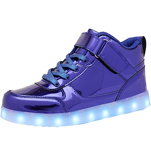 JEVRITE Unisex Leuchtende Schuhe, LED-Schuhe, USB-Aufladung, High-Top, für Damen und Herren, Sneaker, Paarschuhe, Blau, 6.5 Women/5 Men