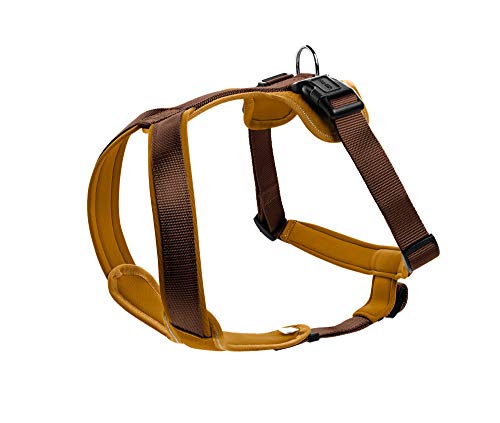 HUNTER Hundegeschirr NEOPREN, Farbe: braun/caramel, strapazierfähiges Nylon, mit weichem Neopren gepolstert, reflektierendes 3M Scotchlite Reflective Material, pflegeleicht, komfortabel, Größe: M/1