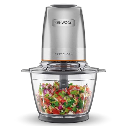 Kenwood EasyChop+ CHP62.400 SI Elektrischer Zerkleinerer mit Vierfach-Klingen aus Edelstahl, One-Touch-Bedienung, Eiscrusher, 0,6 l Arbeitsbehälter, Spülmaschinenfest, 500W, Schwarz