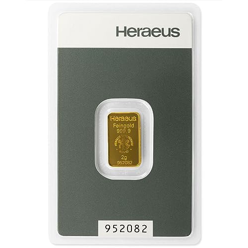 Gold zum verschenken Goldbarren Heraeus - Kinebar 2g 2 Gramm Geschenkset - Geschenk + Echtheitszertifikat