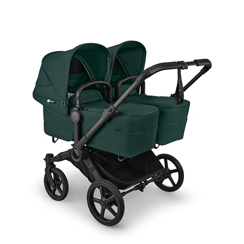 Bugaboo Donkey 6 Twin Zwillings-Kinderwagen, verbessertes Side by Side Design, wendbarer Sitz, Ein-Hand-Lenkung und extra viel Stauraum, Fern Green