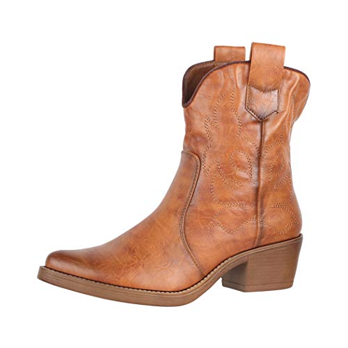 Elara Damen Stiefeletten Cowboy Boots Chunkyrayan 301-A31P Camel-42