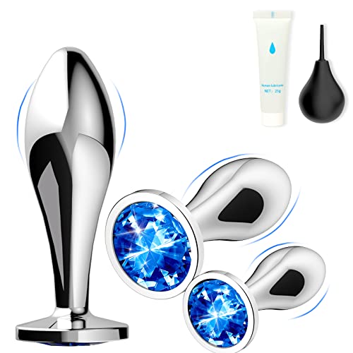 Metall Analplug 3er Set Medizinisch Sicheres Metall mit Kristall-Diamant-Spitze 3 Größen (Klein, Mittel, Groß) für Anfänger Fortgeschrittene Anal-Sexspielzeug für Paare, analplug für männer& frauen