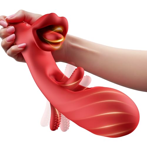 Dildo Vibration für Frauen, KELESTA Vibrator Sex Spielzeug für die Frau mit 360° Zungenlecken und 7 Vibrationsmodi & Slap-Modus, 3 IN 1 Dildos Vibratorensets für Frauen Klitoris Stimulator