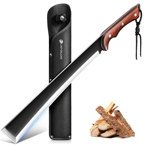 univinlions Japanische Machete Scharf Outdoor Survival | 30cm Hochgekohltem Stahl Fulltang-Design, Ergonomie Holzgriff & Nylonscheide – Bushcraft Messer für Garten, Wandern & Gartenarbeit,Geschenk