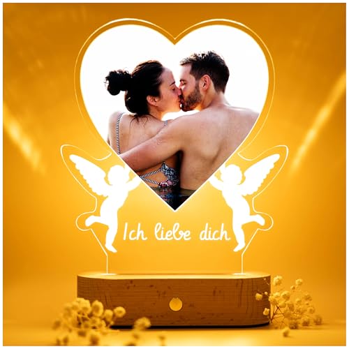 Geschenkfreude personalisiertes Acryl Bild mit Foto - personalisierte Geschenke für Frauen und Männer - Deko Geschenke für Frauen - beleuchteter Bilderrahmen LED - Paar Geschenke Jahrestag für Ihn