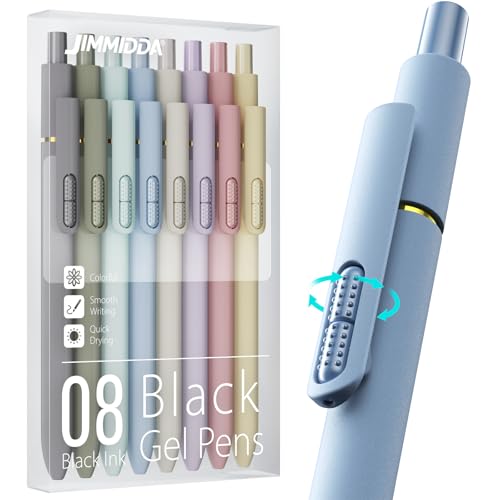 JIMMIDDA 8 Stück Gelstifte, 0,7mm Schwarze Tinte Feine Spitze, Glattes Schreiben, Schnell Trocknende Tinte, Hochwertig Tagebuch Stift Set für Büro Schule (Morandi)
