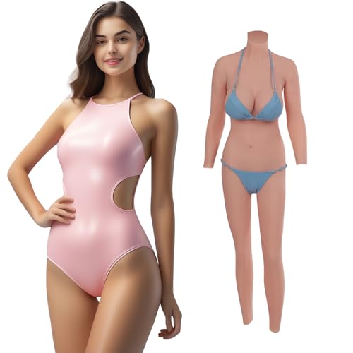 QIAOYIQIAO 4. Realistische Silikon Bodysuit Crossdresser Ganzkörper D-E Cup Silikon Brust Formen Cosplay Brustplatte für Drag Queen Transgender (Farbe 1, D Cup-Silikon)