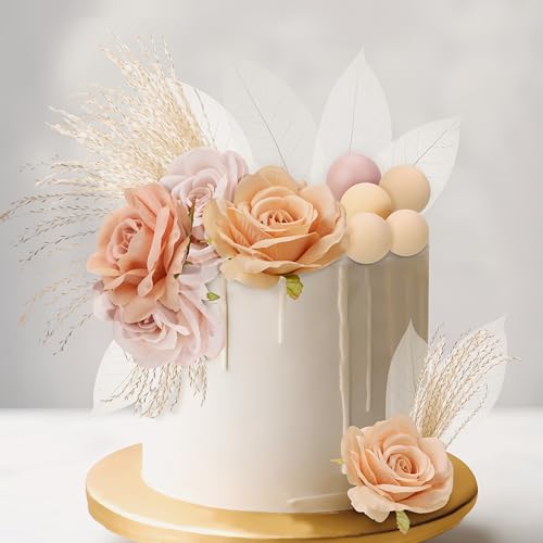 Camptrip 23 PCS Tortendeko Blumen, Cake Topper Geburtstag Boho Tortendeko Kugeln Cake Topper für Geburtstag Babyparty Hochzeit Dekoration