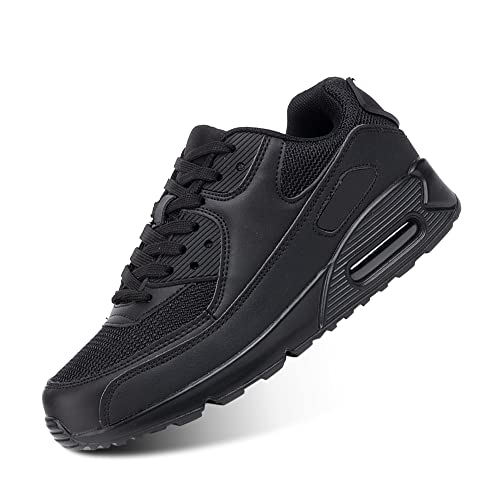 Hitmars Laufschuhe Herren Damen Turnschuhe Licht Dämpfung Air Sportschuhe rutschfest Atmungsaktiv Fitness Sneakers E-Schwarz 42