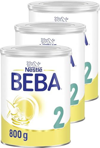 BEBA 2 - Folgemilch nach dem 6. Monat, mit HMO & DHA, Babynahrung (3x800g)