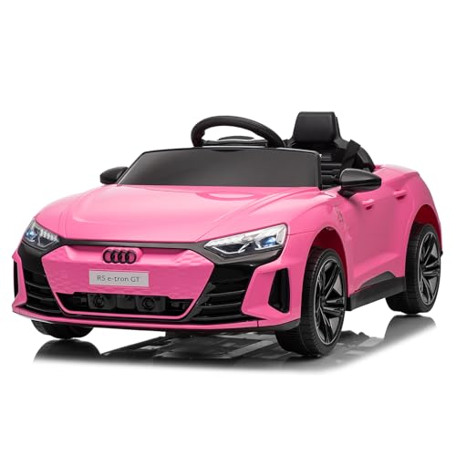 LEADZM Elektro Kinderauto mit Musik & Hupe & Scheinwerfer, 12V Kinder Elektroauto Kinderfahrzeug, 3-5km/h für Kinder (Rosa)