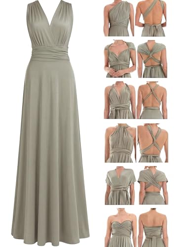 Juvell Brautjungfernkleider lang - Infinity Dress Maxi - Abendkleider elegant-festlich - Multiway-Wickelkleid - Hochzeit-Abiball-Bridesmaid - 1000 (40-44, Hellgrün)