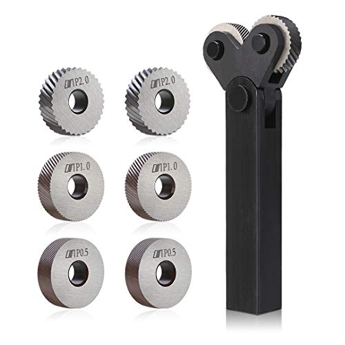7tlg Stahl Rändelrad Rändelwerkzeug Knurling Werkzeug Diagonal Rad Lineare Knurl Satz 0.5mm 1mm 2mm