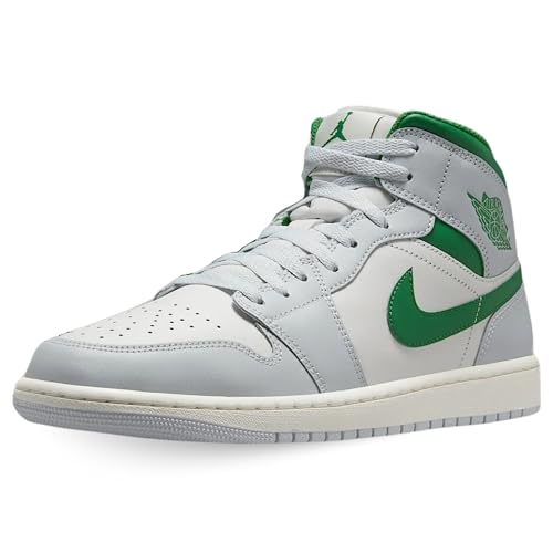 Nike Air Jordan 1 Mid Herren-Sneaker, Ummit White/Pure Platinum/Sail/Pine Green, 44.5 EU