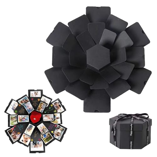 Überraschung Box Kreative DIY Fotoalbum Explosion Box Schwarz Geschenkbox für Weihnachten Geburtstag Jubiläum Valentinstag