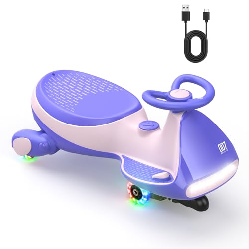 FanttikRide 12V N7 Pro Kinder Elektroauto, Elektrisches Rutschauto mit Pedal, Typ C aufladbar Batterie Kinder Auto, 2 Geschwindigkeit Kippschutz Leuchtende Räder, Bluetooth, für Kind ab 3 Jahren, Rosa