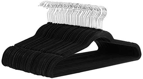 Amazon Basics Schmale und rutschfeste Kleiderbügel für Hemden/Anzug/Kostüm, 50er-Pack, Schwarz