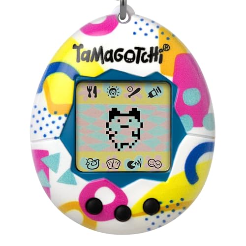 Bandai - Tamagotchi - Original Tamagotchi - Memphis Style - Elektronisches virtuelles Tier mit Farbdisplay, 3 Tasten und Spielen - Interaktives Tier auf Deutsch - Kinderspielzeug ab 8 Jahren - 42957