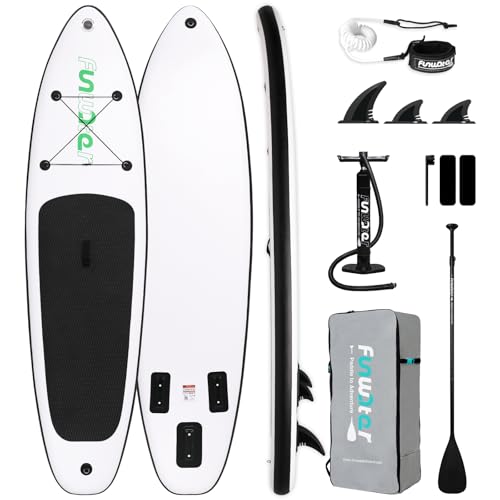 FunWater 320CM Aufblasbar Stand Up Paddling Board SUP – Paddel, Rucksack, 3 Flossen, Pumpe, Leine– SUP Board für Anfänger & Fortgeschrittene