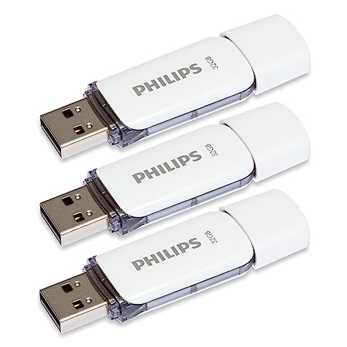 Philips Snow Edition 2.0 USB-Flash-Laufwerk USB-Stick 3X 32GB für PC, Laptop, Computer Data Storage, Lesegeschwindigkeit bis zu 23 MB/s