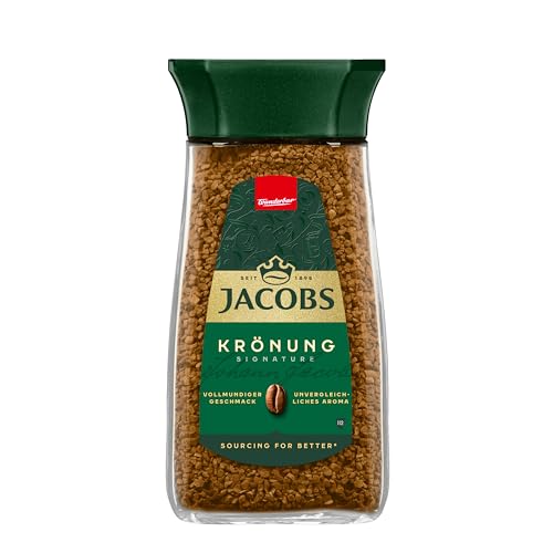 Jacobs Krönung löslicher Bohnenkaffee, Instant Kaffee, 200 g im Glas, für 112 Getränke