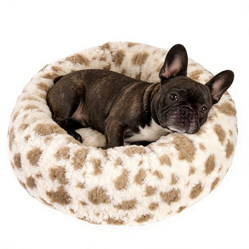 Avont Donut-Calming Hundebett für Hunde & Katzen – Kreisförmiges Ängstlinderndes Bett für kleine & mittelgroße Welpen, mit Abnehmbarer Hülle, gemütlich & waschbar – Creme (M)