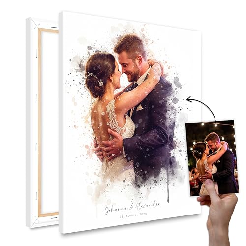 Personalisiertes Portrait im Aquarellstil aus deinem Foto – Individuelles Geschenk, Fotogeschenk für Familie oder Paare | Perfekt zum Jahrestag oder als Hochzeitsgeschenk