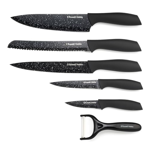 Russell Hobbs Black Marble Messer- und Schäler-Set, 6-teilig