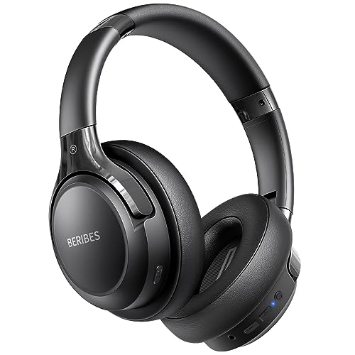 BERIBES Bluetooth Kopfhörer Over Ear, 65 Std Kopfhörer Kabellos Bluetooth mit 6 EQ-Modi, HiFi Stereo, Eingebautes Mikrofon, Faltbares Wireless Headphones für Handys/iPad/Laptops/PC -Schwarz