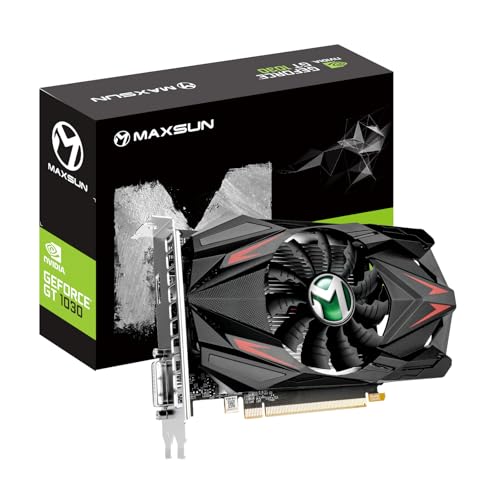 maxsun GEFORCE GT 1030 2 GB GDDR5 Video-Grafikkarte GPU Mini ITX Design, neue Architektur und schnelle Leistung als 2GD4, HDMI, DVI-D, Single Fan Cooling System