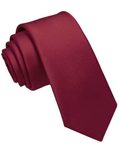 JEMYGINS Krawatte Dunkelrot schmale Krawatten für Herren seide Hochzeit Schlips (6)