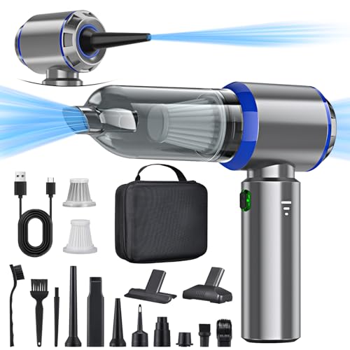 Handstaubsauger Akku, 3-in-1 Handstaubsauger, 28000PA Auto Staubsauger Stark, 3-Gang 240000 U/min Handstaubsauger Kabellos Mini Staubsauger für Auto, Küche,PC, Sofa, Büro, Haus& Tierhaar Reinigung