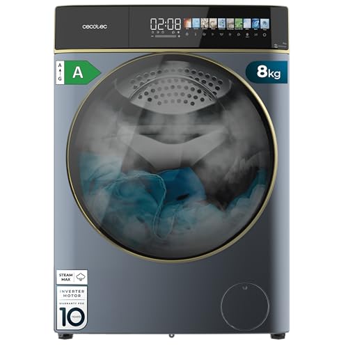 Cecotec Waschtrockner 8-5 kg Bolero Wash&Dry 85900 Inverter Titanium | Energieklasse A, Inverter Plus Motor, 1400 rpm, 11 Programme, SteamMax, Sanitize, Sensor-Trocknung und 10,3-Zoll-Display