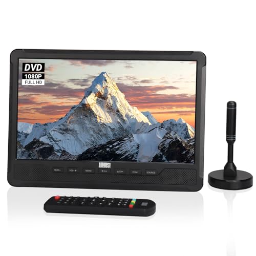 August DA383-10“ tragbarer HD Fernseher mit DVD Player&integriertem Akku-DVB-T2 mini LCD TV mit EPG/Aufnahmefunktion (PVR), CD/DVD/USB/SD-Karte, HDMI, AV - Aux-Ausgang Perfekt für Wohnwagen Zuhause