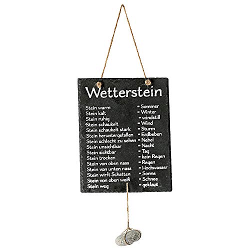 Cepewa Wetterstation Stein auf Schiefertafel Wettertafel Schild Tafel beschriftet 20 x 25 cm