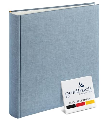 goldbuch 31607 Fotoalbum Summertime Trend 2, Fotobuch mit 100 weißen Seiten mit Pergamin Trennblätter, Foto Album mit Leinen Einband, bis zu 600 Bilder, Hochwertiges Papier, Blau / Grau, 30 x 31 cm