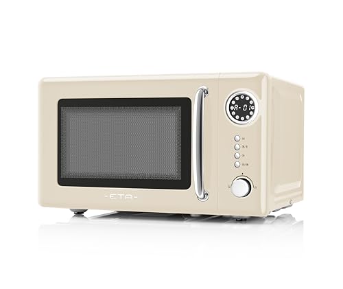 ETA Mikrowelle Storio I freistehend I 20 L I 700 W I 12 Automatikprogramme I Auftauen I 24.5 cm I Drehteller I Edelstahl-Innenraum I Timer I Kindersicherung I Beige