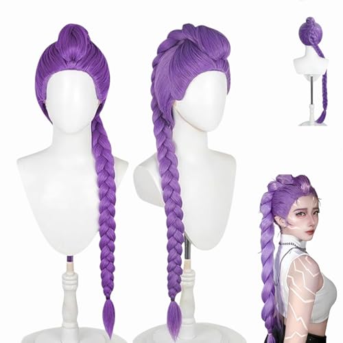 Rumi Perücke, Mira Zoey Rumi Cosplay Perücke für Damen und Herren, Rumi Costume Kids Wig, lila Zopfperücke, Halloween-Cosplay-Requisiten (Purple - Rumi)