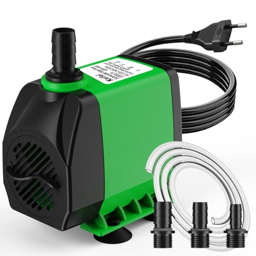 Knifel Teichpumpe Filterpumpe 60W 3000L/H Schutz vor überhitzung Funktion Ultra Leise Springbrunnenpumpe Wasserpumpen Mit 1,8m Kabel für Brunnen, Hydroponik-Systeme.