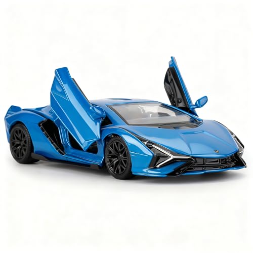 TGRCM-CZ Lamborghini Sián FKP37 Casting Car Modell, Zinklegierung Pull Back Fahrzeuge Spielzeugauto für Kleinkinder Kinder Jungen Mädchen Geschenk Blau