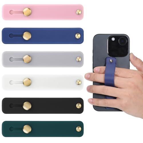 Giantree 6 Stück Handyschlaufen-Fingerhalter, Smartphone Fingerhalter Handy Silikon Handy Fingerhalter Platzierbar Finger-Handy-Griff Für Die Meisten Mobiltelefone (6 Farben)