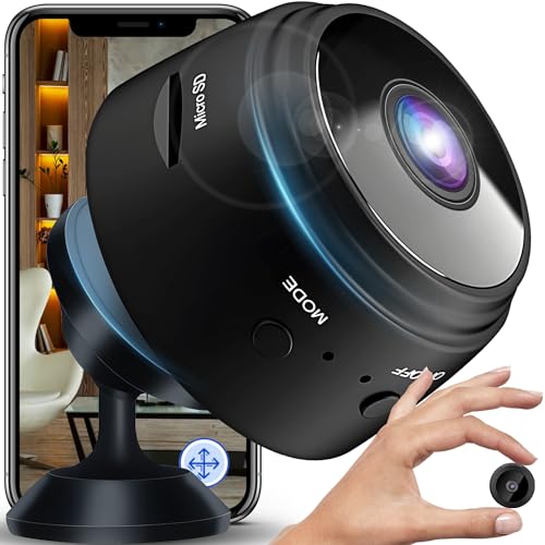 Retoo Mini Kamera, Überwachungskamera, Sicherheitskamera Full HD, Kleine für Innen, Bewegungserkennung, Lange Batterielaufzeit, Aufnahme auf SD-Karte, 2,4 G Wi-Fi-kompatibel, Schwarz
