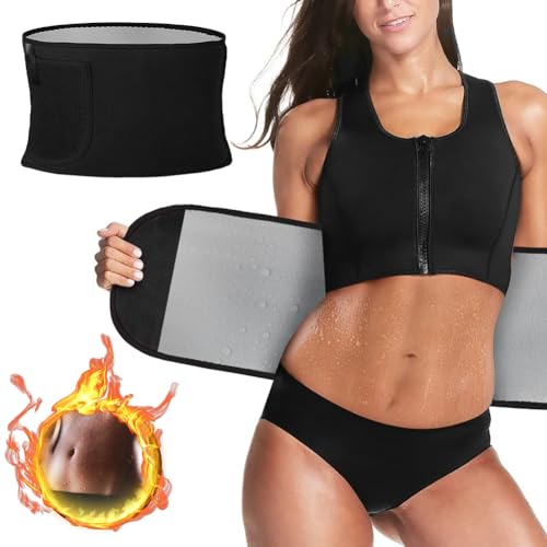 ACWOO Bauchweggürtel Herren Damen, Hula Hoop Gürtel, Waist Trimmer, Fitness Gürtel Verstellbarer, Bauchgürtel Neopren Nano Silber, Sweat Belt Waisttrainer, Rückenbandage, Sportgürtel(Schwarz)