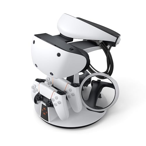 KIWI design D2 3-in-1 Controller Ladestation für PSVR2 und PS5 mit VR Display Ständer und LED-Ladeanzeige